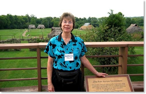 Barbara at the Indian village.